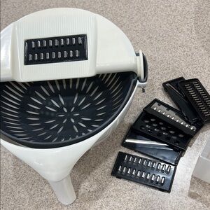 White and Black Food Grater with Attachments